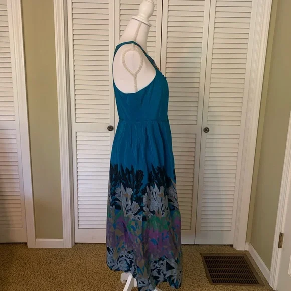 Anthropologie Moulinette Soeurs Silk Island Nightfall Blue Dress Size 8 - Picture 7 of 11